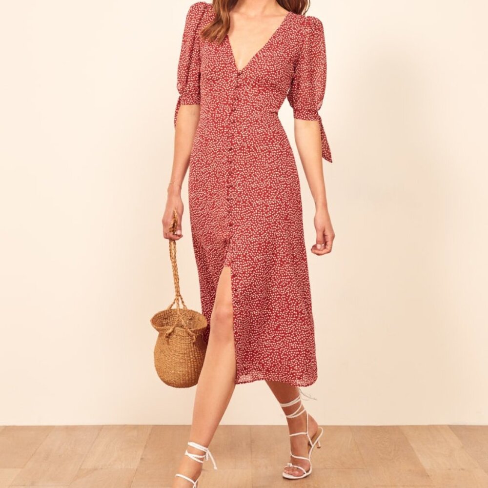Reformation Red Midi Dress